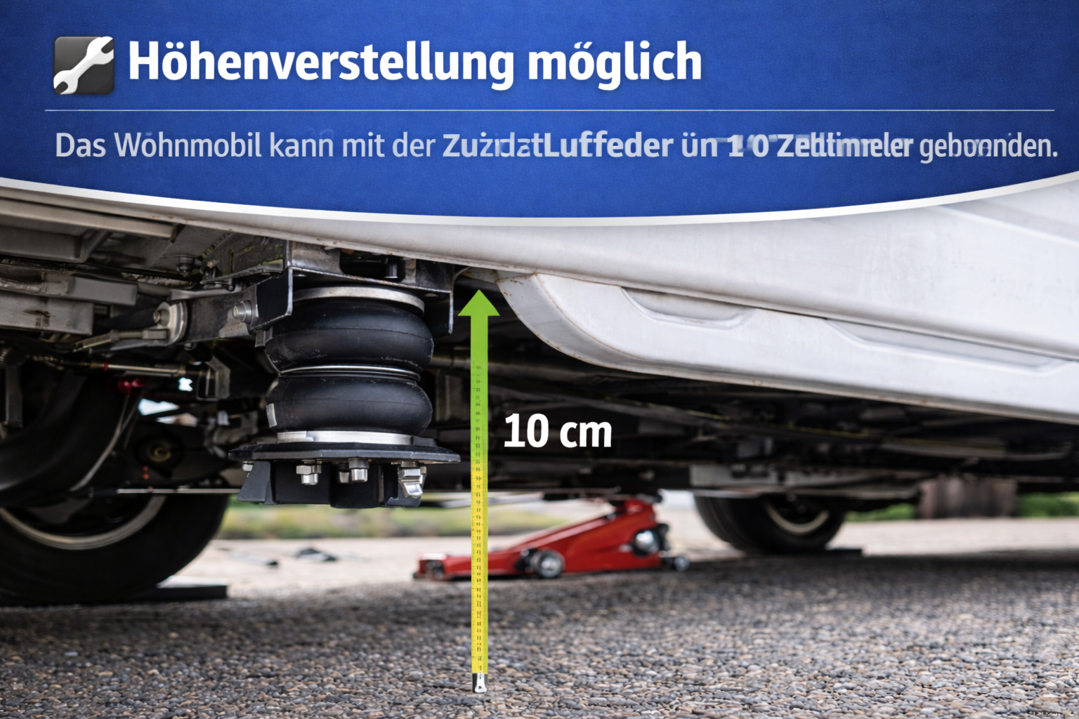 Wohnmobil mit Zusatzluftfeder - Höhenverstellung um 10 Zentimeter