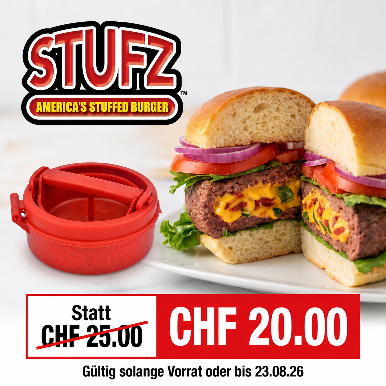 StufZ Hamburgerpresse für gefüllte Burger für CHF 20.00 statt CHF 25.00